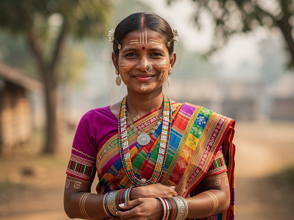 Santhal tribal woman in traditional attire from Mayurbhanj